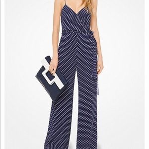 Polka dot Juno suit navy